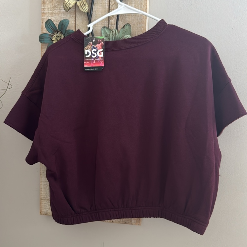 DSG Women's cinched SS fleece Crop oversized Top size XL NWT - Picture 5 of 9